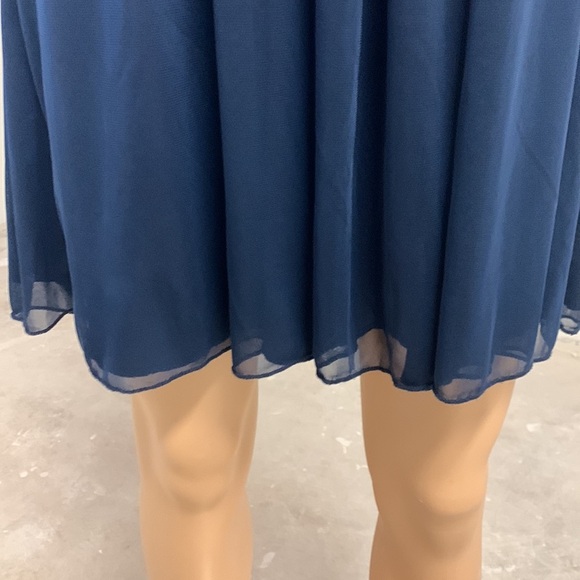 Formal Cocktail Short Navy Blue Beaded Dress women size L - Picture 5 of 14